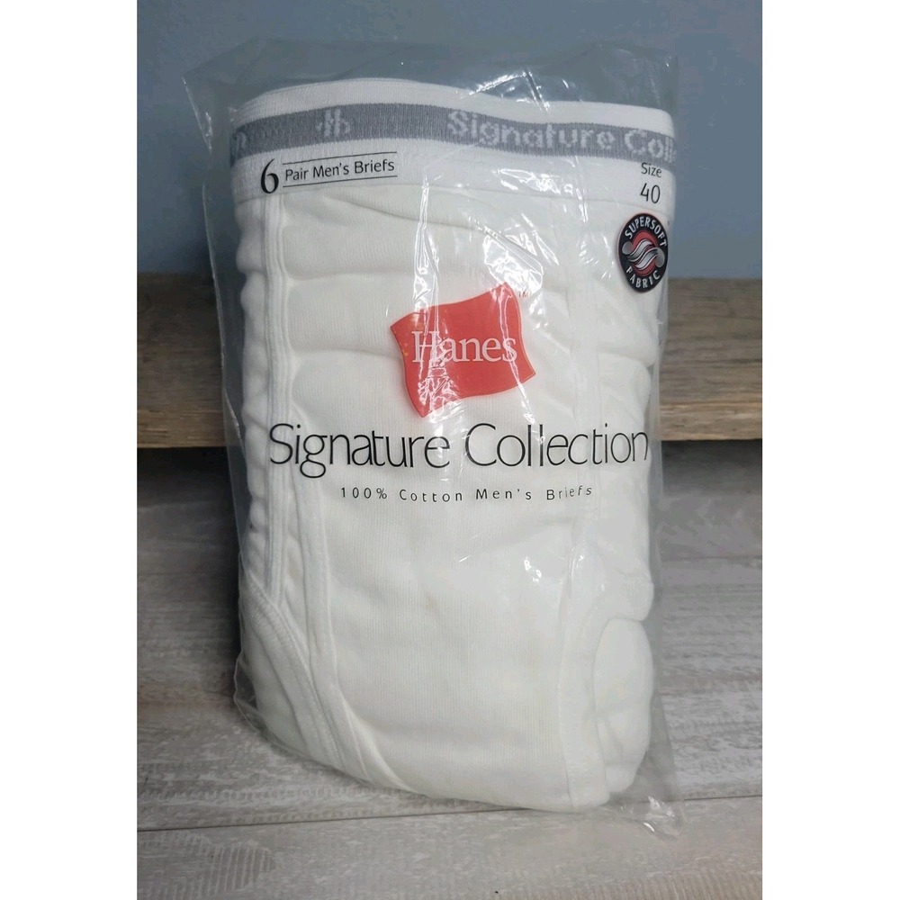 Vintage 2000 Hanes Signature Collection Briefs 6 Pack Men's Size 40 NOS